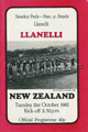 Llanelli v New Zealand 1980 rugby  Programme